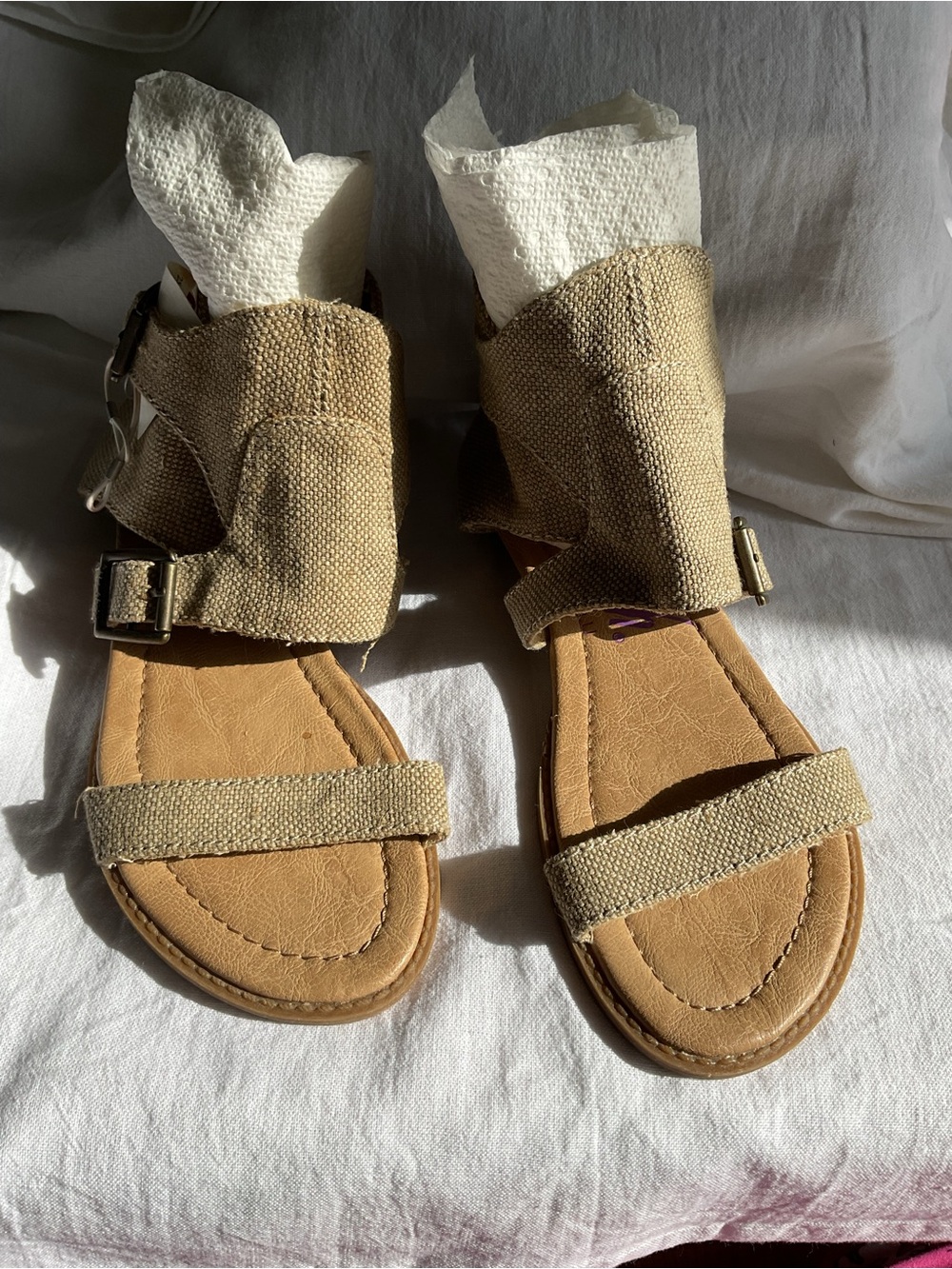 Blowfish Beige/Tan Canvas Strappy Sandals